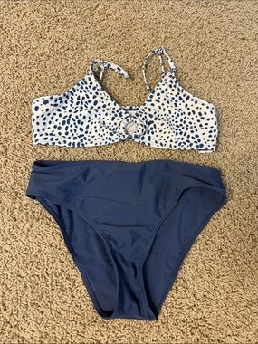 SHEIN White & Navy Girls Two-Piece Bikini Set